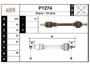 SNRA P1274 kardaninis velenas 
 Ratų pavara -> Kardaninis velenas
32722X, 3272LW