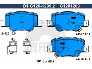 GALFER B1.G120-1209.2 stabdžių trinkelių rinkinys, diskinis stabdys 
 Techninės priežiūros dalys -> Papildomas remontas
04466-0F010