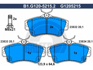 GALFER B1.G120-5215.2 stabdžių trinkelių rinkinys, diskinis stabdys 
 Techninės priežiūros dalys -> Papildomas remontas
0 5017 843AA, 0 5083 853AA, 5017 843AA