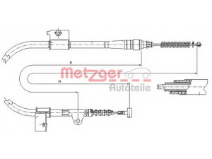 METZGER 17.0333 trosas, stovėjimo stabdys 
 Stabdžių sistema -> Valdymo svirtys/trosai
1954197, 1961869, 365310F600, 365310F601