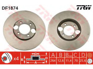 TRW DF1874 stabdžių diskas 
 Dviratė transporto priemonės -> Stabdžių sistema -> Stabdžių diskai / priedai
C46113, C20326, C26779, C46113