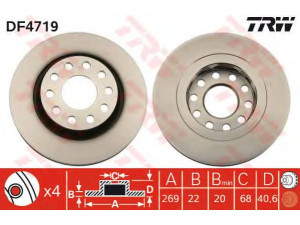 TRW DF4719 stabdžių diskas 
 Dviratė transporto priemonės -> Stabdžių sistema -> Stabdžių diskai / priedai
4Z7615601