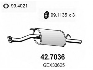 ASSO 42.7036 galinis duslintuvas 
 Išmetimo sistema -> Duslintuvas
GEX33625, WCG102550