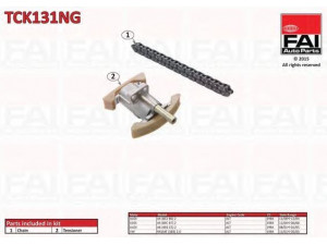 FAI AutoParts TCK131NG pavaros grandinės komplektas 
 Variklis -> Variklio uždegimo laiko reguliavimo kontrolė -> Sinchronizavimo grandinė/įtempiklis/kreiptuvas -> Pavaros grandinės komplektas