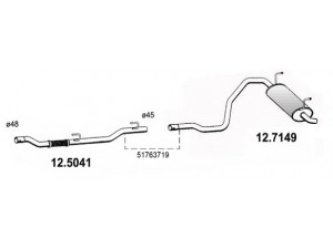ASSO 12.5041 išleidimo kolektorius 
 Išmetimo sistema -> Išmetimo vamzdžiai
51763719, 51800943