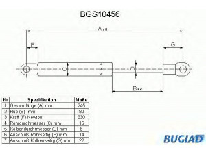 BUGIAD BGS10456 dujinė spyruoklė, bagažinė 
 Vidaus įranga -> Bagažinė
6160980, 86ABF406A10AA, D83ABF406A10BA