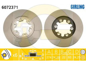 GIRLING 6072371 stabdžių diskas 
 Dviratė transporto priemonės -> Stabdžių sistema -> Stabdžių diskai / priedai
1497307, 3902839, XM341027BA, UH7433251