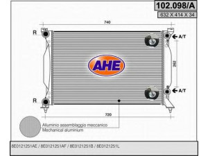AHE 102.098/A radiatorius, variklio aušinimas 
 Aušinimo sistema -> Radiatorius/alyvos aušintuvas -> Radiatorius/dalys
8E0121251AE