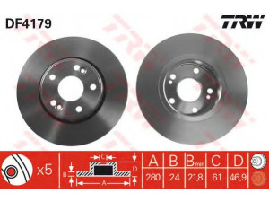 TRW DF4179 stabdžių diskas 
 Stabdžių sistema -> Diskinis stabdys -> Stabdžių diskas
7701206613, 8200007121
