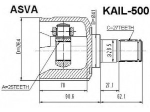ASVA KAIL-500 jungčių komplektas, kardaninis velenas 
 Ratų pavara -> Sujungimai/komplektas
49505-2EA00, 49505-2EA50, 49501-2E500