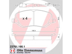 ZIMMERMANN 23761.190.1 stabdžių trinkelių rinkinys, diskinis stabdys 
 Techninės priežiūros dalys -> Papildomas remontas
77362141, 77362272, 9949293