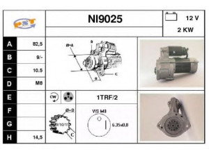 SNRA NI9025 starteris 
 Elektros įranga -> Starterio sistema -> Starteris
M2T51085, M2T51805, M2T57371, 2330005E00