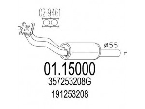 MTS 01.15000 išleidimo kolektorius 
 Išmetimo sistema -> Išmetimo vamzdžiai
191253208, 357253208G, 191253208