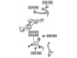 ASVA 2301-008 valdymo svirties/išilginių svirčių įvorė 
 Ašies montavimas/vairavimo mechanizmas/ratai -> Valdymo svirtis/pasukamosios svirties sujungimas -> Montavimas/sutvirtinimas
7L0 412 333 A