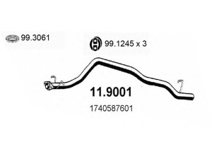 ASSO 11.9001 išleidimo kolektorius 
 Išmetimo sistema -> Išmetimo vamzdžiai
1740587601, 1740587620