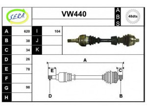 SERA VW440 kardaninis velenas 
 Ratų pavara -> Kardaninis velenas
1132493, 1689948, 1689949, 7M0407271A