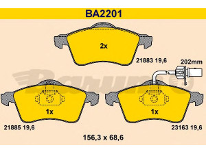 BARUM BA2201 stabdžių trinkelių rinkinys, diskinis stabdys 
 Techninės priežiūros dalys -> Papildomas remontas
7D0 698 151 D, 7D0 698 151 F