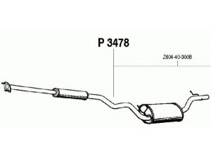 FENNO P3478 vidurinis duslintuvas 
 Išmetimo sistema -> Duslintuvas
(Z604-40-300B)