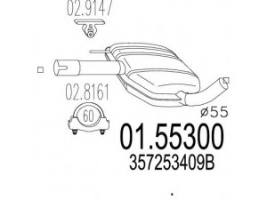 MTS 01.55300 vidurinis duslintuvas 
 Išmetimo sistema -> Duslintuvas
357253409B