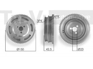 TREVI AUTOMOTIVE PC1150 skriemulys, alkūninis velenas 
 Diržinė pavara -> Dirželio skriemulys
46516096, 71711983, 71723808, 7778028