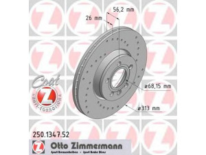 ZIMMERMANN 250.1347.52 stabdžių diskas 
 Dviratė transporto priemonės -> Stabdžių sistema -> Stabdžių diskai / priedai
1 108 038, 7M3 615 301