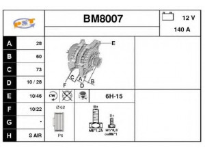 SNRA BM8007 kintamosios srovės generatorius 
 Elektros įranga -> Kint. sr. generatorius/dalys -> Kintamosios srovės generatorius
12311738351, 12311738515, 12311744563