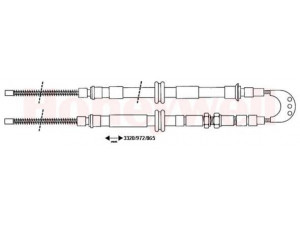 BENDIX 432182B trosas, stovėjimo stabdys 
 Stabdžių sistema -> Valdymo svirtys/trosai
6194541, 83BB2A603AH