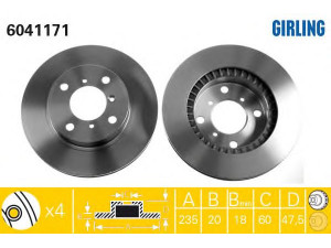 GIRLING 6041171 stabdžių diskas 
 Stabdžių sistema -> Diskinis stabdys -> Stabdžių diskas
5531161G00, 5531161G00000, 5531161G01
