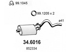 ASSO 34.6016 vidurinis duslintuvas 
 Išmetimo sistema -> Duslintuvas
852334, 90017169