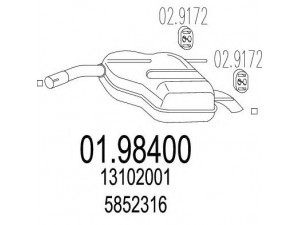 MTS 01.98400 galinis duslintuvas 
 Išmetimo sistema -> Duslintuvas
13102001, 13156930, 5852221, 5852316