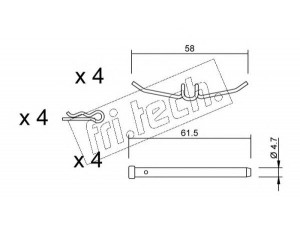 fri.tech. KIT.082 priedų komplektas, diskinių stabdžių trinkelės