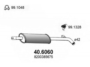 ASSO 40.6060 vidurinis duslintuvas 
 Išmetimo sistema -> Duslintuvas
8200385675, 8200385677