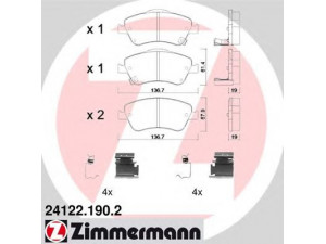 ZIMMERMANN 24122.190.2 stabdžių trinkelių rinkinys, diskinis stabdys 
 Techninės priežiūros dalys -> Papildomas remontas
04465-02160, 04465-02170, 04465-02200