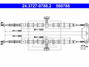 ATE 24.3727-0788.2 trosas, stovėjimo stabdys 
 Stabdžių sistema -> Valdymo svirtys/trosai
24420449, 5 22 011, 5 22 020, 93181108
