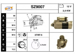 SNRA SZ9007 starteris 
 Elektros įranga -> Starterio sistema -> Starteris
M2T85271, 3110068D00