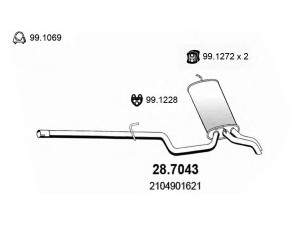 ASSO 28.7043 galinis duslintuvas 
 Išmetimo sistema -> Duslintuvas
2104901621, 2104906321
