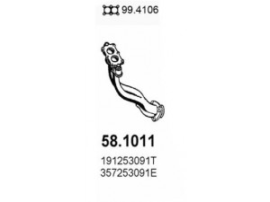 ASSO 58.1011 išleidimo kolektorius 
 Išmetimo sistema -> Išmetimo vamzdžiai
191253091BB, 191253091M, 191253091T