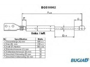 BUGIAD BGS10902 dujinė spyruoklė, bagažinė 
 Priedai -> Bagažinė/pakrovimo skyrius
B28C-63-620B