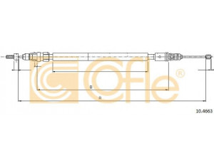 COFLE 10.4663 trosas, stovėjimo stabdys 
 Stabdžių sistema -> Valdymo svirtys/trosai
4745Z7, 474634, 9676746080, 9683025580