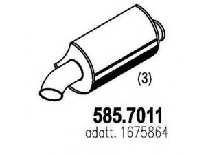 ASSO 585.7011 vidurinis / galinis duslintuvas 
 Išmetimo sistema -> Duslintuvas
1675864, 1675864