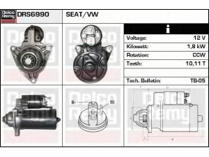 DELCO REMY DRS6990 starteris 
 Elektros įranga -> Starterio sistema -> Starteris
02B 911 023J, 02B911023B, 02B911023D