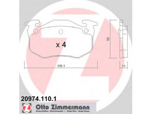 ZIMMERMANN 20974.110.1 stabdžių trinkelių rinkinys, diskinis stabdys 
 Techninės priežiūros dalys -> Papildomas remontas
7701204626, 7701207034