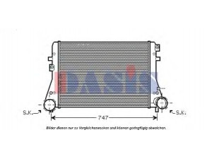 AKS DASIS 047006N tarpinis suslėgto oro aušintuvas, kompresorius 
 Variklis -> Oro tiekimas -> Įkrovos agregatas (turbo/superįkrova) -> Tarpinis suslėgto oro aušintuvas
1K0145803, 1K0145803A, 1K0145803E