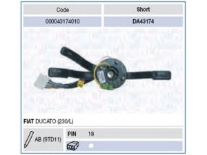 MAGNETI MARELLI 000043174010 vairo kolonėlės jungiklis 
 Vidaus įranga -> Rankinės/kojinės svirties sistema
1304147808