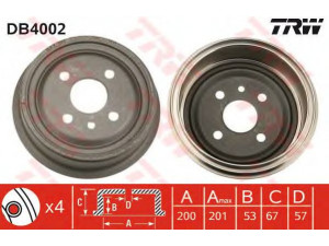 TRW DB4002 stabdžių būgnas 
 Stabdžių sistema -> Būgninis stabdys -> Stabdžių būgnas
568057, 90168958, 91024352, 568039