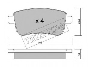 TRUSTING 834.0 stabdžių trinkelių rinkinys, diskinis stabdys 
 Techninės priežiūros dalys -> Papildomas remontas
44 06 014 16R, 44 06 037 34R, 44 06 046 94R