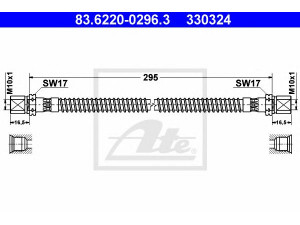 ATE 83.6220-0296.3 stabdžių žarnelė 
 Stabdžių sistema -> Stabdžių žarnelės
964 355 139 00, 993 355 139 00
