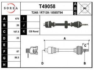 EAI T49058 kardaninis velenas 
 Ratų pavara -> Kardaninis velenas
7701348160, 7701498797, 7701498799