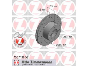 ZIMMERMANN 150.1136.52 stabdžių diskas 
 Dviratė transporto priemonės -> Stabdžių sistema -> Stabdžių diskai / priedai
3411 1 119 111, 3411 1 119 112