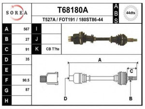 EAI T68180A kardaninis velenas 
 Ratų pavara -> Kardaninis velenas
6757666, R93BG3B436ABE